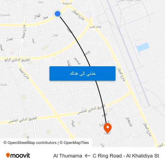 C Ring Road - Al Khalidiya St to Al Thumama map