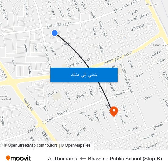 Bhavans Public School (Stop-B) to Al Thumama map