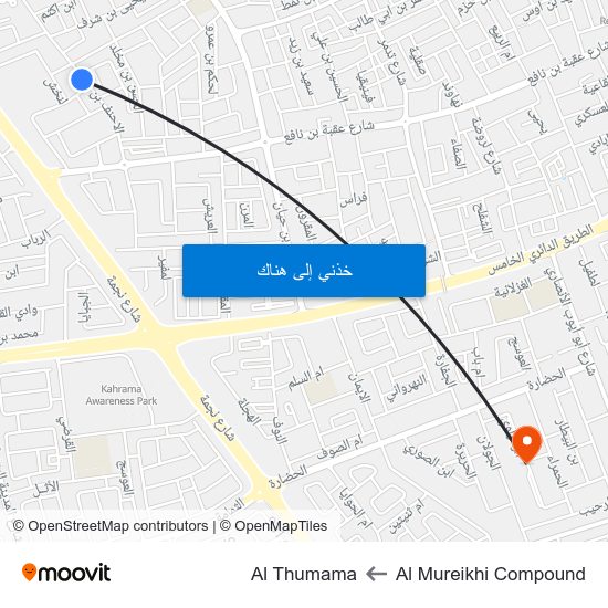 Al Mureikhi Compound to Al Thumama map