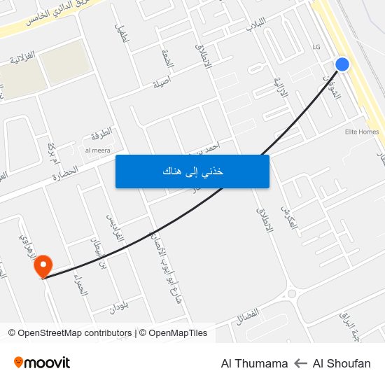 Al Shoufan to Al Thumama map