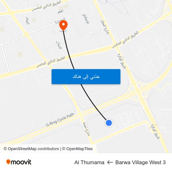 Barwa Village West 3 to Al Thumama map