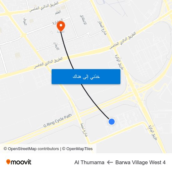 Barwa Village West 4 to Al Thumama map