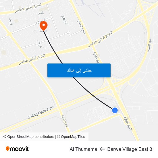 Barwa Village East 3 to Al Thumama map