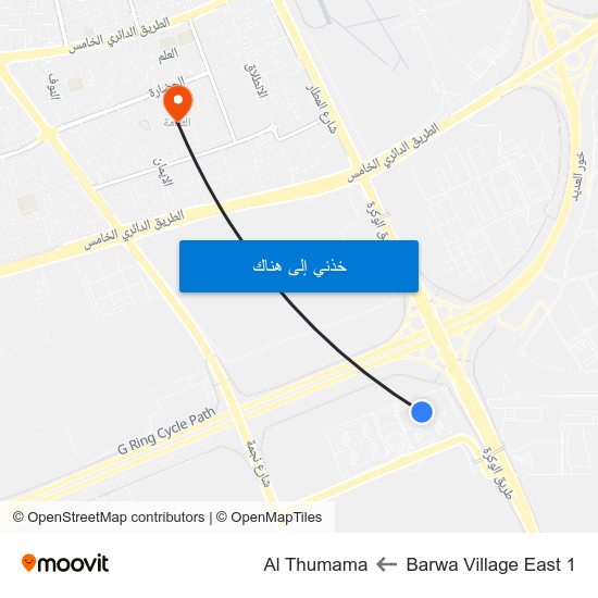 Barwa Village East 1 to Al Thumama map