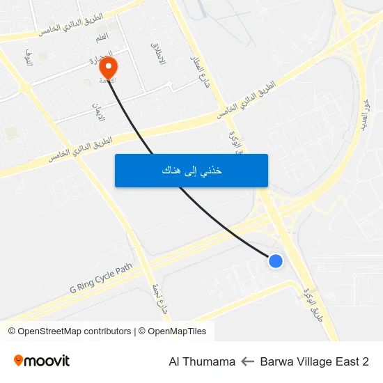 Barwa Village East 2 to Al Thumama map