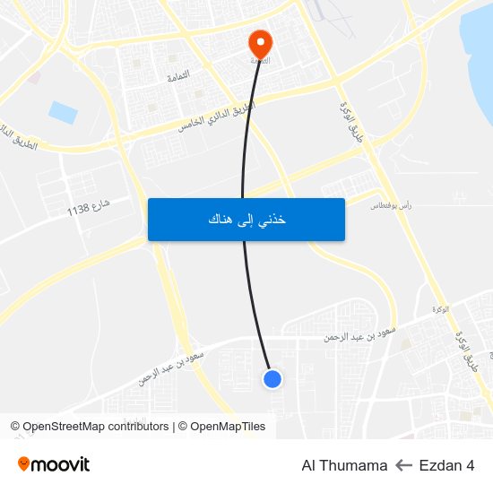 Ezdan 4 to Al Thumama map