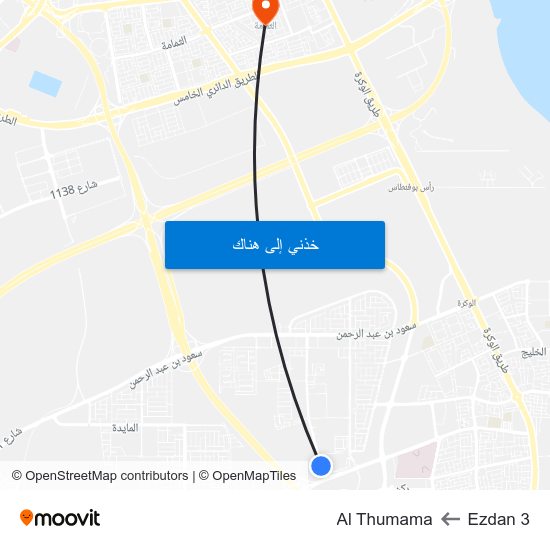 Ezdan 3 to Al Thumama map