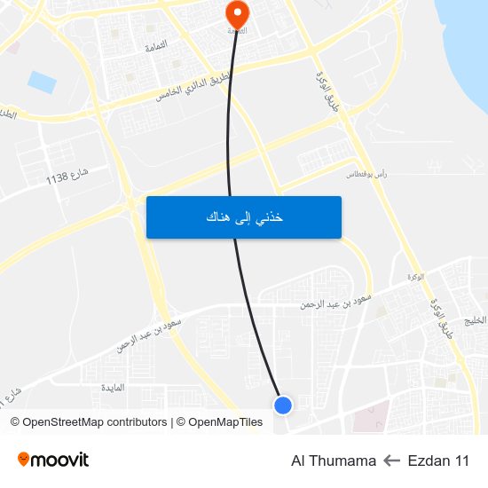 Ezdan 11 to Al Thumama map