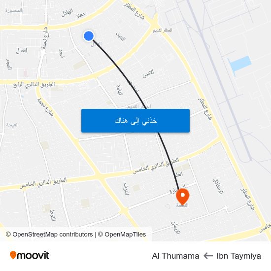 Ibn Taymiya to Al Thumama map