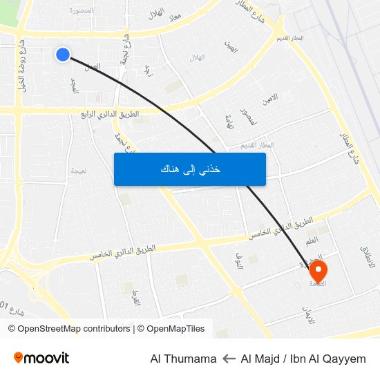 Al Majd / Ibn Al Qayyem to Al Thumama map