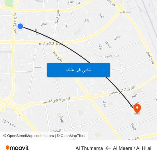 Al Meera / Al Hilal to Al Thumama map