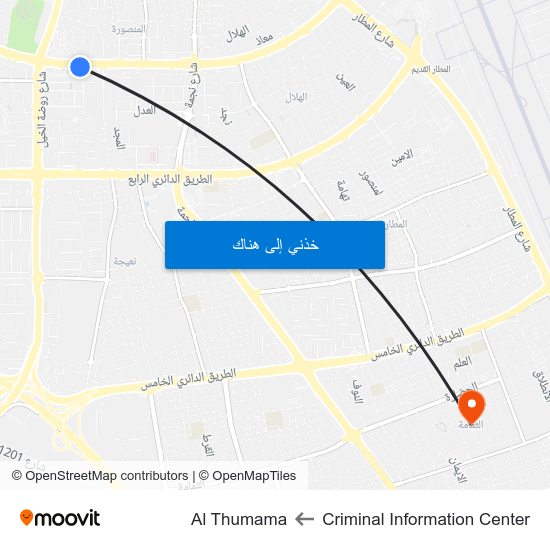 Criminal Information Center to Al Thumama map