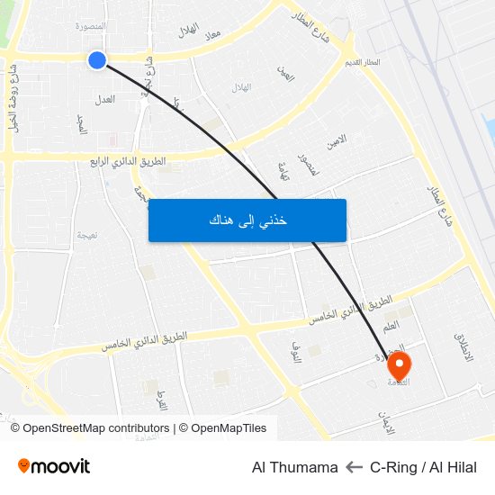 C-Ring / Al Hilal to Al Thumama map