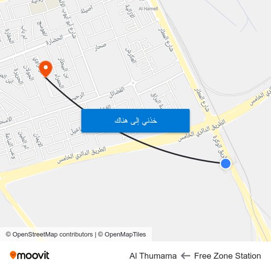 Free Zone Station to Al Thumama map