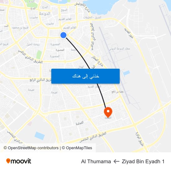Ziyad Bin Eyadh 1 to Al Thumama map