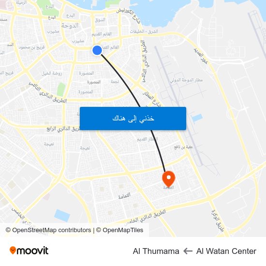 Al Watan Center to Al Thumama map