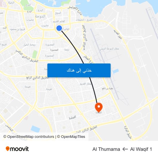 Al Waqif 1 to Al Thumama map