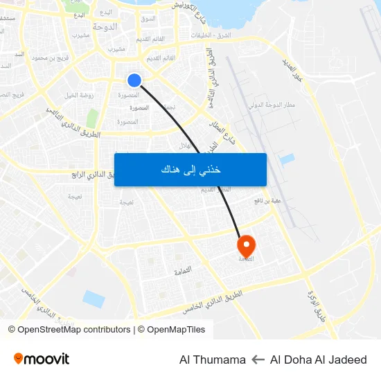 Al Doha Al Jadeed to Al Thumama map