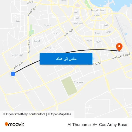 Cas Army Base to Al Thumama map