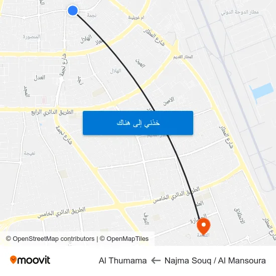 Najma Souq / Al Mansoura to Al Thumama map