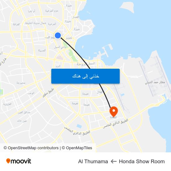 Honda Show Room to Al Thumama map