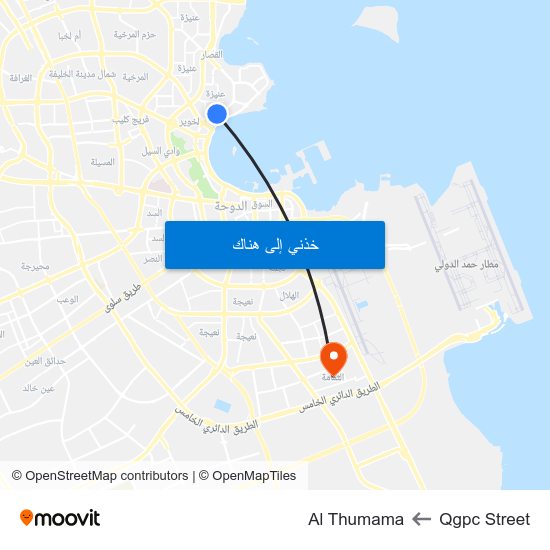 Qgpc Street to Al Thumama map