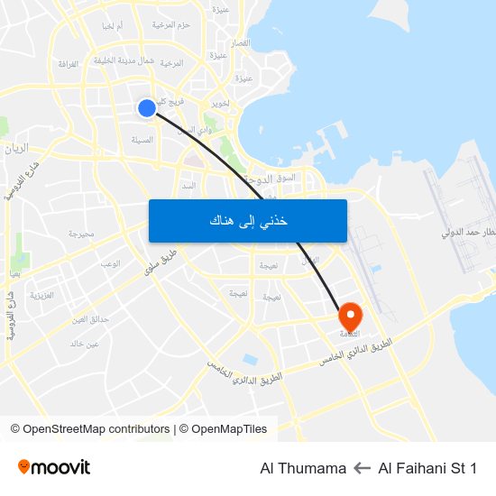 Al Faihani St 1 to Al Thumama map