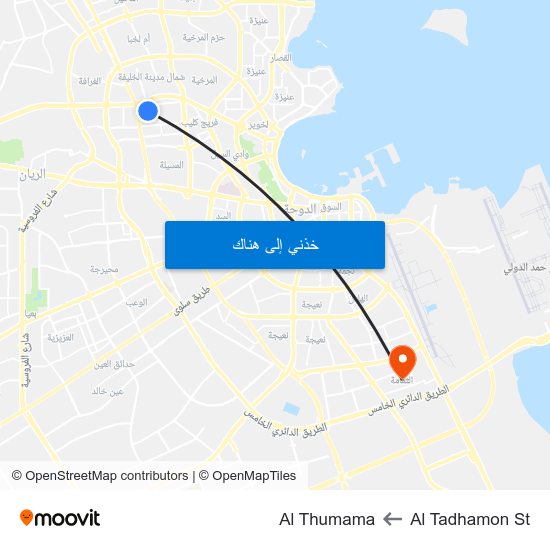 Al Tadhamon St to Al Thumama map