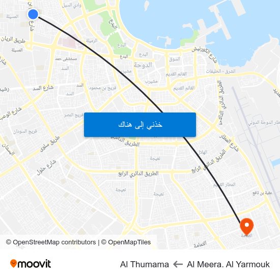 Al Meera. Al Yarmouk to Al Thumama map