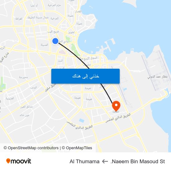 Naeem Bin Masoud St. to Al Thumama map