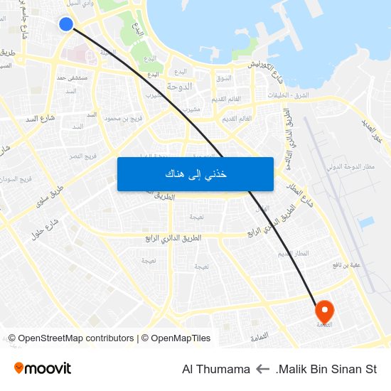 Malik Bin Sinan St. to Al Thumama map