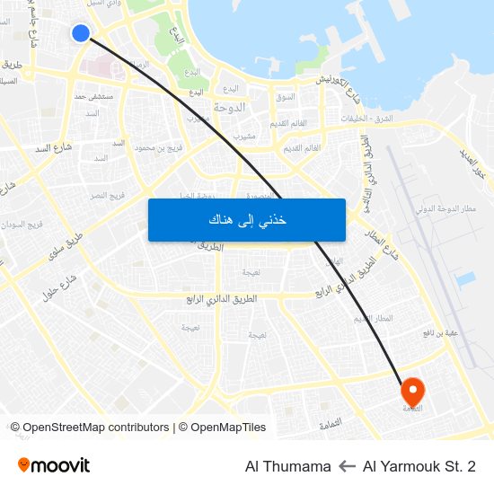 Al Yarmouk St. 2 to Al Thumama map