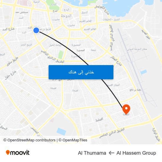 Al Hassem Group to Al Thumama map