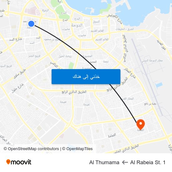 Al Rabeia St. 1 to Al Thumama map