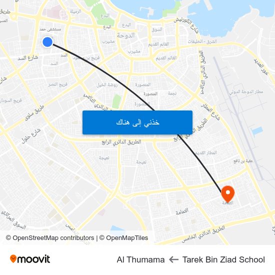 Tarek Bin Ziad School to Al Thumama map