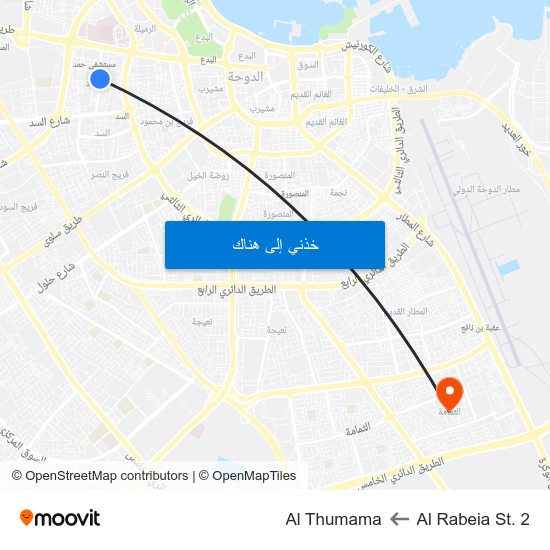 Al Rabeia St. 2 to Al Thumama map