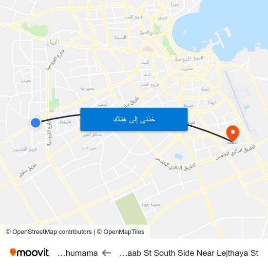 Al Waab St South Side Near Lejthaya St to Al Thumama map