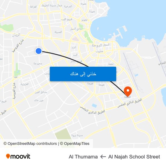 Al Najah School Street to Al Thumama map