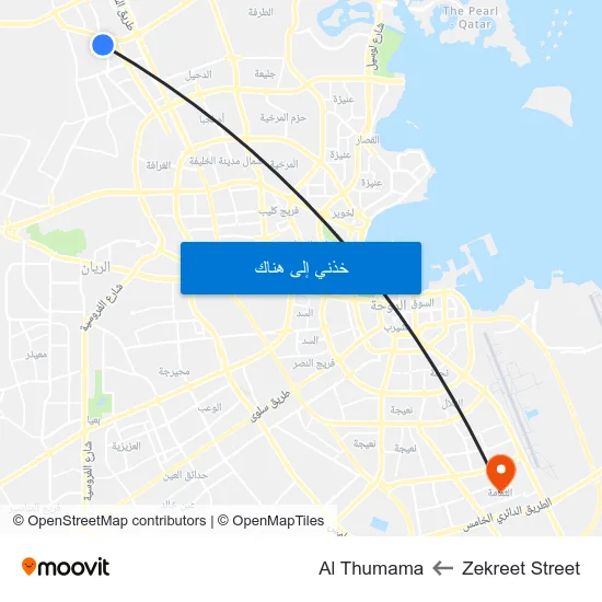 Zekreet Street to Al Thumama map