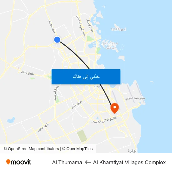 Al Kharatiyat Villages Complex to Al Thumama map