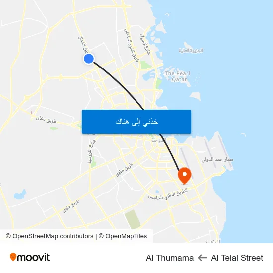 Al Telal Street to Al Thumama map