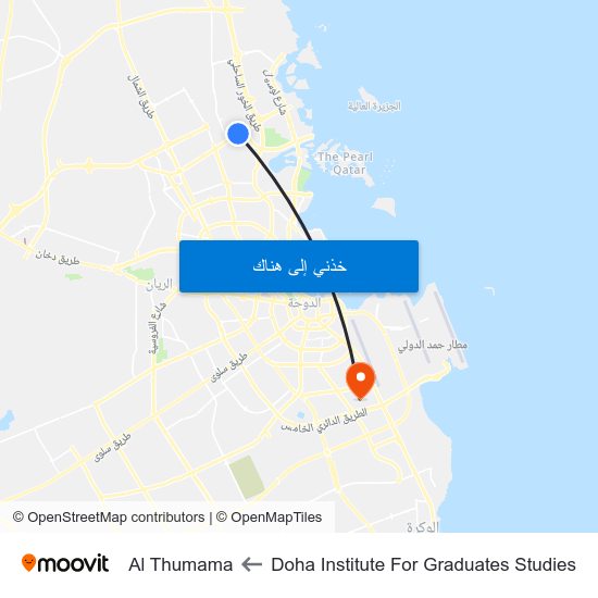 Doha Institute For Graduates Studies to Al Thumama map