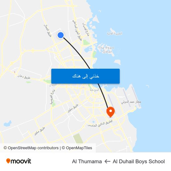 Al Duhail Boys School to Al Thumama map