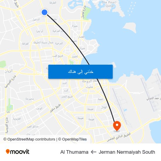 Jerman Nermaiyah South to Al Thumama map