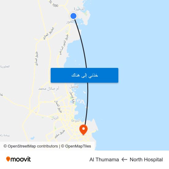 North Hospital to Al Thumama map