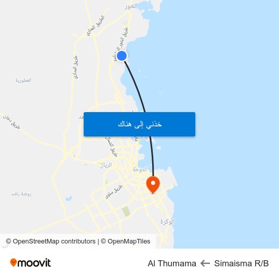 Simaisma R/B to Al Thumama map