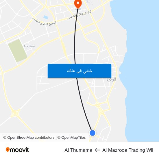 Al Mazrooa Trading Wll to Al Thumama map