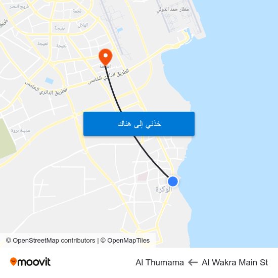 Al Wakra Main St to Al Thumama map