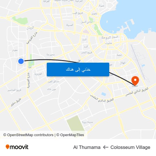 Colosseum Village to Al Thumama map