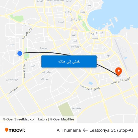 Leatooriya St. (Stop-A) to Al Thumama map